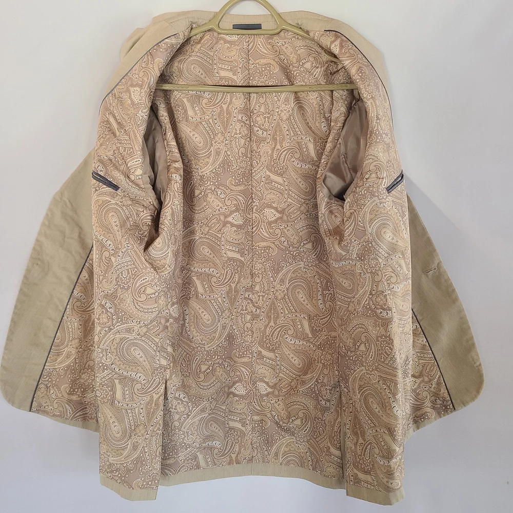 ​Madison Men’s Tan Cotton Corduroy Sport Coat Blazer 44R Paisley Lining